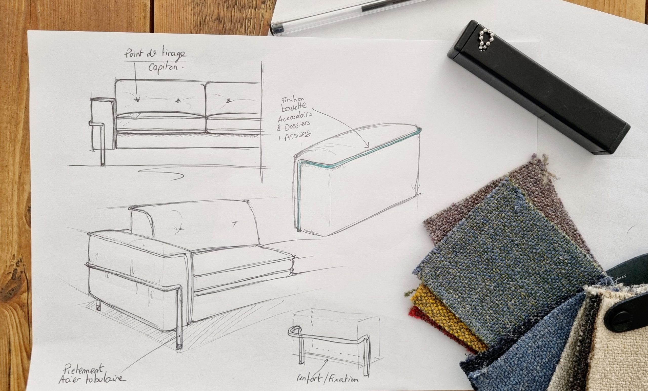 Croquis du canapé convertible Eddy