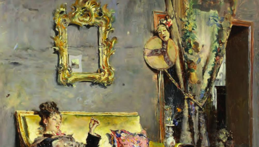Tableau "Berthe fumant" du peintre Giovann Boldini