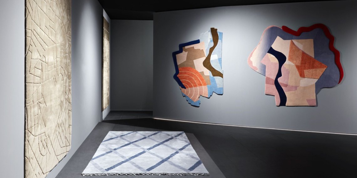 Tapis exposés dans le Showroom de l'enseigne Nodus