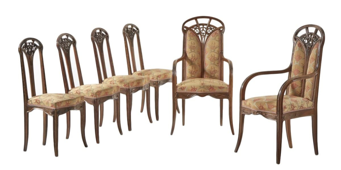 Ensemble chaises Lily de Majorelle, Art Nouveau