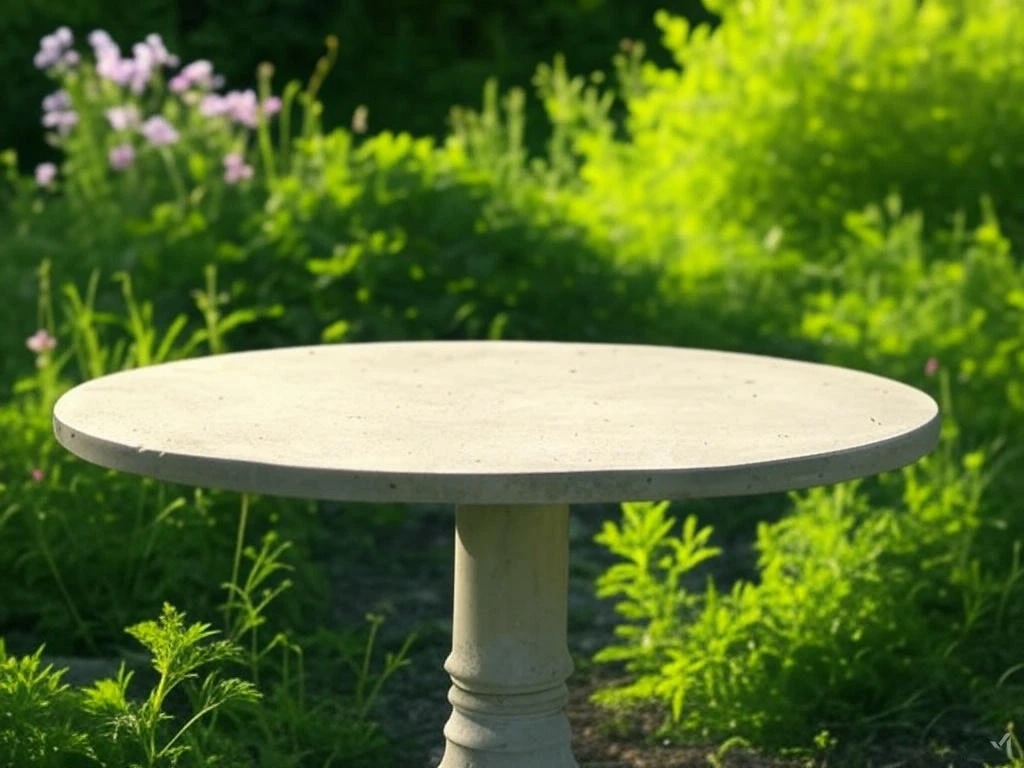 table de jardin ronde en béton