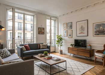 Salon moderne avec meubles vintage