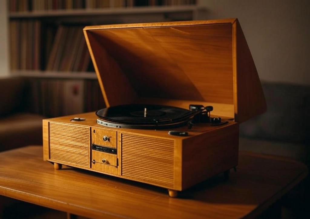 meuble vinyle sur une table