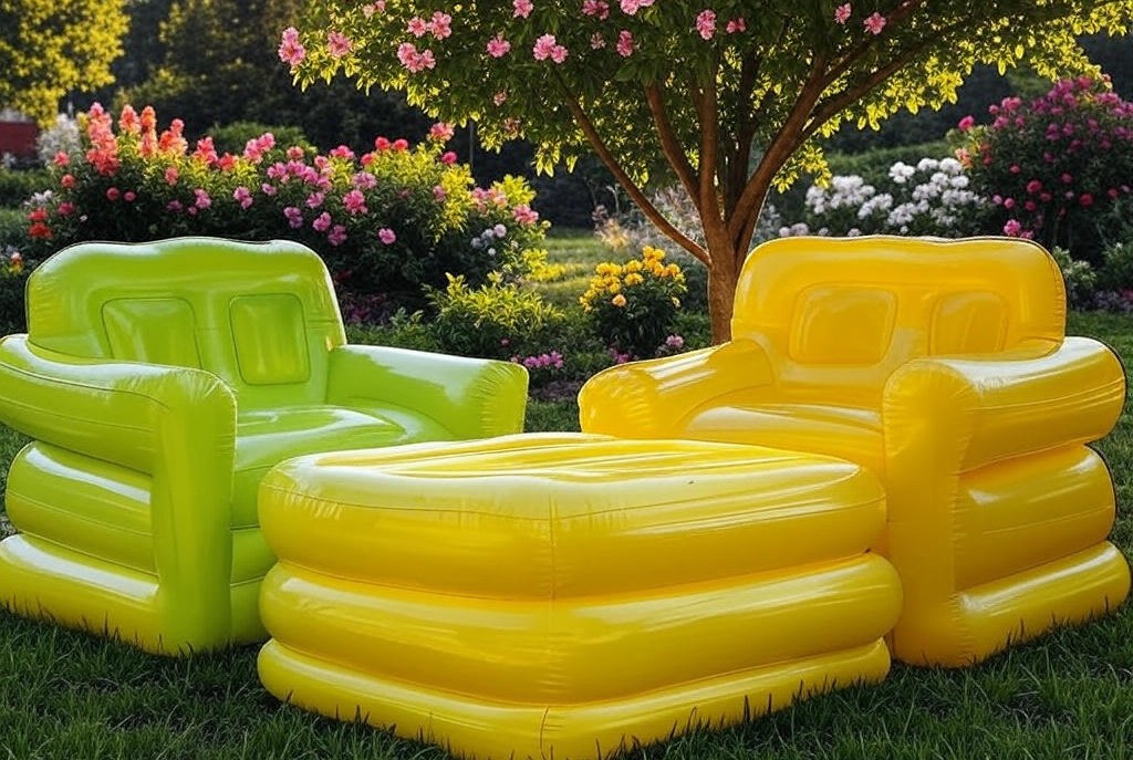 Mobilier gonflable dans le jardin