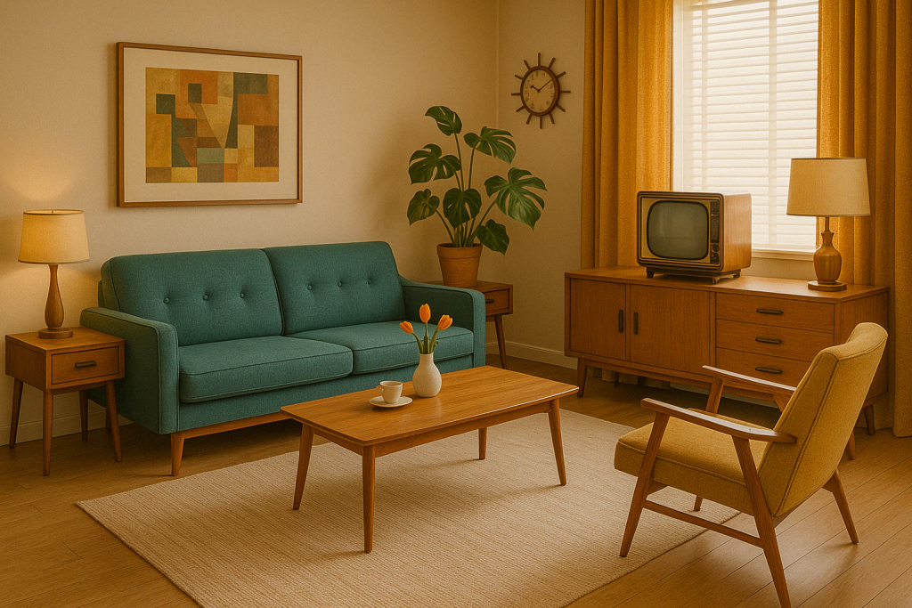 Salon année 50 décoration intérieure 