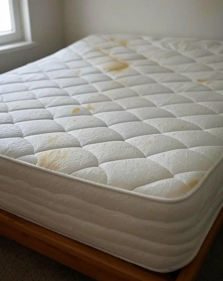 matelas avec des taches jaunes